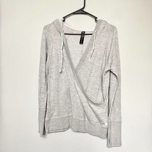 Yogalicious Faux Wrap Drape Front Light Hoodie Med